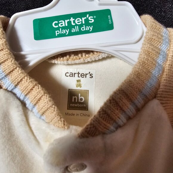 Carter’s “My 1st Teddy” Footed Sleeper – Newborn – Neutral Cream & Tan - Picture 2 of 2
